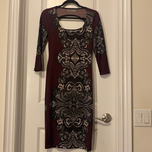Burgundy printed dress - Picture 1 of 5